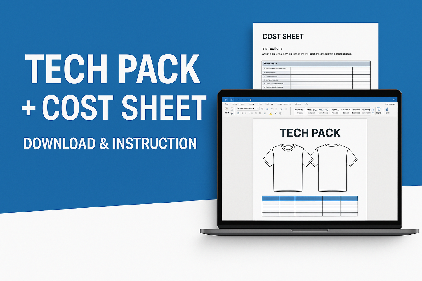 Tech Pack + Cost Sheet Template – Editable Download with Instructions (Digital File)