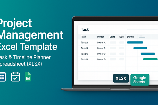 Project Management Excel Template | Task & Timeline Planner Spreadsheet (XLSX)