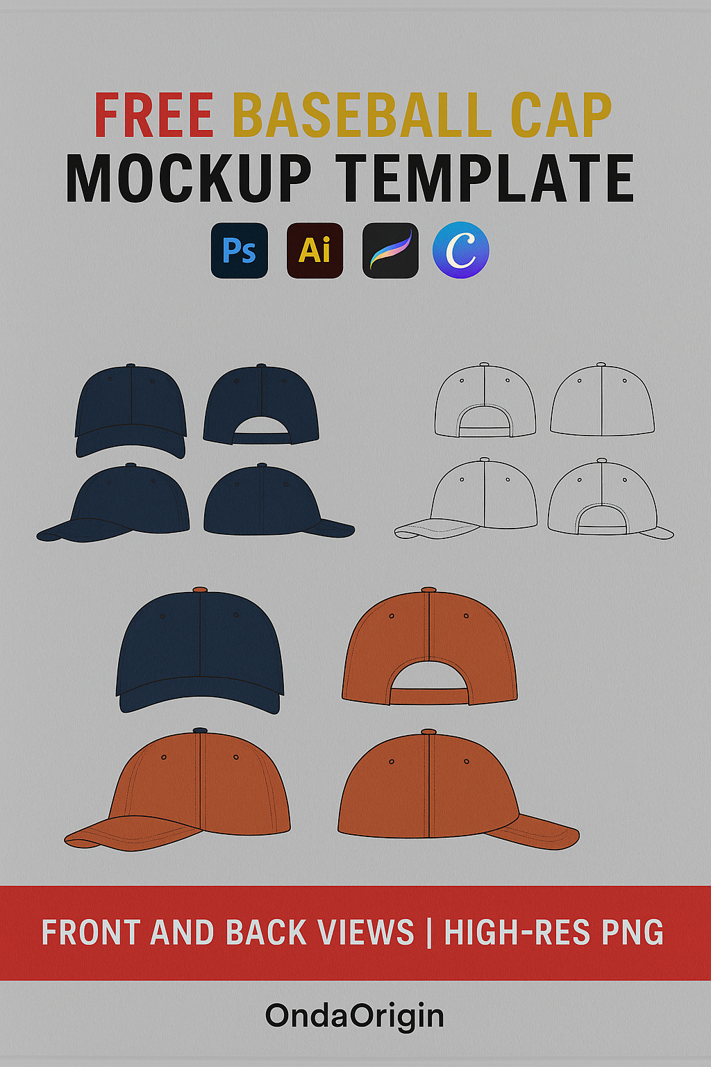 Free Baseball Cap Mockup | Digital Download for Designers, POD Merch, Shopify & Etsy Stores | Editable High-Resolution Template